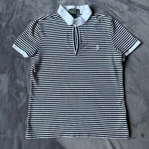 Ralph Lauren Active Striped Polo Shirt Womens Black White Size M Nautical Crest